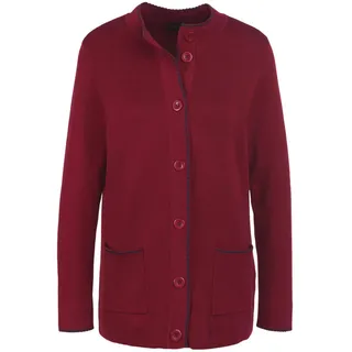 GOLDNER Strickjacke »Longstrickjacke mit kontrastfarbenen Zierkanten«, rot
