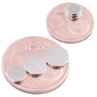 Brudazon | 15 Mini Scheiben-Magnete Set 6x1mm + 7x1mm + 8x1mm | N52 stärkste Stufe - Neodym-Magnete ultrastark | Power-Magnet für Modellbau, Basteln | Magnetscheibe extra stark