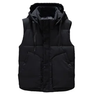 Icegrey Herren Daunenweste mit Kapuze ärmellos Steppweste | Leicht Bodywarmer Warm Gilet Stehkragen