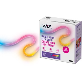 WiZ SMART FLEX STRIP - 3 m, 16 Millionen Farben + Weißschattierungen, dynamische Lichtszenen, verbindet sich mit Ihrem WLAN, Sprach- / App-Steuerung, funktioniert mit Google Home, Alexa und HomeKit.