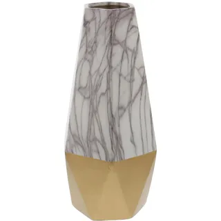 CosmoLiving by Cosmopolitan Dekorative Keramikvase, Kunstmarmor, Mittelstück Vase mit goldfarbenem Sockel, Blumenvase für Heimdekoration, 15,2 x 15,2 x 35,6 cm, Gold