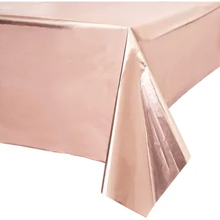 Amscan 9908657 – Metallic-Roségold-Folie, Party-Tischdecke, 1,8 m x 1,2 m