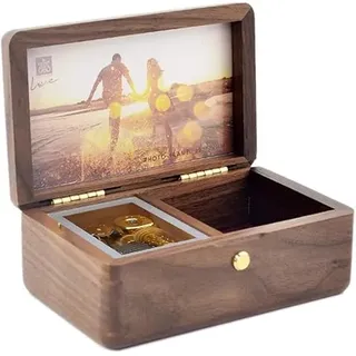 Sinzyo Custom Photo You Are My Sunshine Spieluhr aus Holz für Weihnachten,Geburtstagsgeschenke(Walnuss)