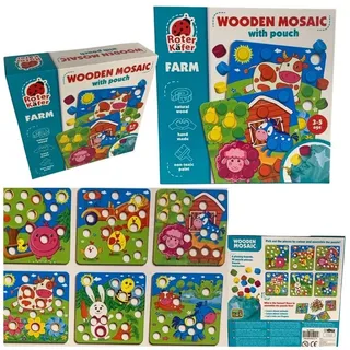 Lernspiel Holz-Mosaik mit Beutel. Bauernhof RW4003: Lerne die Tiere vom Bauernhof mit Holzmosaiksteinen kennen.