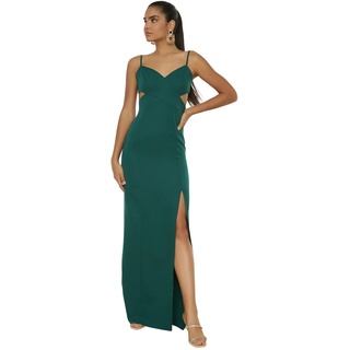 Trendyol Damen Glam Regular Fit Woven Evening Dress Midi-Shift-Abendkleid, Normale Passform, gewebt, Smaragd, 38