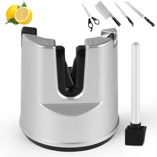 Dachiy Profi Messerschärfer Silber, Manueller Knife Sharpener mit Einstellbarem Schleifwinkel für Messer mit Gerader Klinge, Gezackte Messer & Scheren, Ergonomischer Messerschleifer