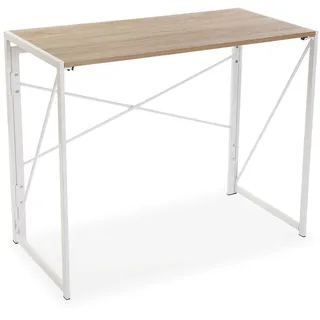 Versa Jack Schreibtisch für den Computer, Arbeitstisch Kompakter Tisch Büro, Klappbar, Maßnahmen (H x L x B) 74 x 45 x 90 cm, Holz und Metall, Farbe: Weiß