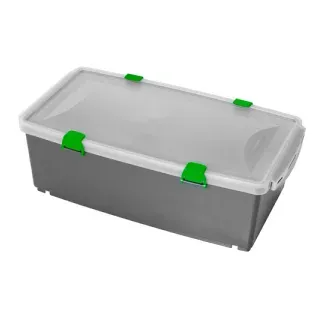 VERMOP Moboxx, anthrazit Kunststoffbox, mit Deckel, mit grünen Clips