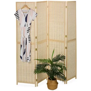 Relaxdays Paravent , Hellbraun , Holz , 182x180x2 cm , Wohnzimmer, Raumteiler, Paravents