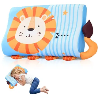 Gobesty Kinderkissen, Calmly Kissen Kinder, 45X27X6CM Kinderkopfkissen, Ergonomisch Schlummerkids Kissen Kinder, Memory, Atmungsaktiv und Hautfreundlich, Wasch Bar, für Gesünderen Schlaf (Löwe)