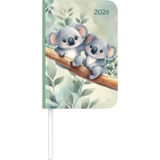 Alpha Edition - Lady Journal Mini Koala 2026 – Taschenkalender 8×12 cm – Weekly – 144 Seiten – kompakter Terminplaner mit Koala-Motiv – robuster Einband & viele Zusatzfunktionen