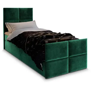 masseno Boxspringbett Ariel 80 80x200 cm mit Matratze und Topper, Polsterbett mit Bettkästen Grün KRONOS 19 - Grün