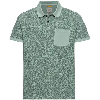 camel active Herren Piqué Poloshirt aus Reiner Baumwolle mit floralem Allover-Print Grün, Menswear-S