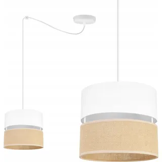 Light-Home Juta Spider Hängelampe - Metall mit Lampenschirm aus Stoff - E27 - Spider 1-Flammig 20 cm - Weiß Basis und Jute und Weiß - Weiß, Braun