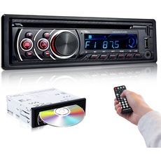 Podofo 1 Din Autoradio CD DVD Bluetooth Freisprecheinrichtung 1Din Auto Radio FM USB SD AUX MP3 CD Player Autostereo mit Fernbedienung