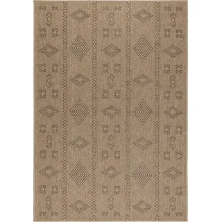 Teppium Indoor Outdoor-Teppich Flachgewebe Natürlicher Sisal Look Wetterfest Wohnzimmer Balkon Küche Terrasse Boho Design Grösse: 240x340 cm - Schwarz