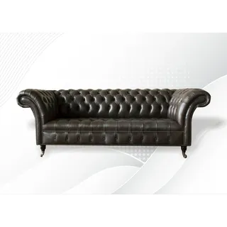 Chesterfield 3 Sitzer Modern Design Couchen Leder Sofa xxl Sitzmöbel Möbel Sofas - Dunkelbraun