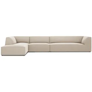 Micadoni Ecksofa links Ruby aus Samt beige 5 Sitzplätze , Beige , Textil , L-Form , 366x180 cm , Hergestellt in Europa, Oeko-Tex® , Wohnzimmer, Sofas & Couches, Wohnlandschaften, Ecksofas