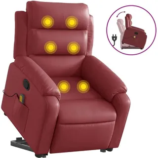 vidaXL Massagesessel mit Aufstehhilfe Weinrot Kunstleder - Rot