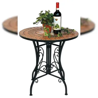DanDiBo Ambiente Mosaiktisch Gartentisch Ø 60 x 70 cm Schwarz/Orange/Mehrfarbig