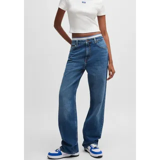 HUGO Blue Straight-Jeans »Elyah« Straight Fit Jeans mit hoher Leibhöhe, Tall Länge 36, blau