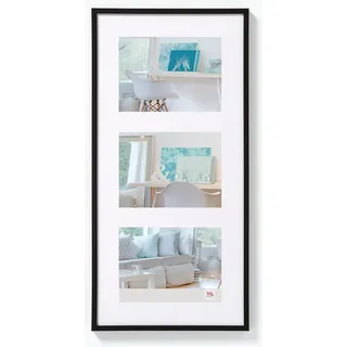 walther design Bilderrahmen schwarz 3x 10x15 cm Galerie mit Passepartout, New Lifestyle Kunststoffrahmen KV315B