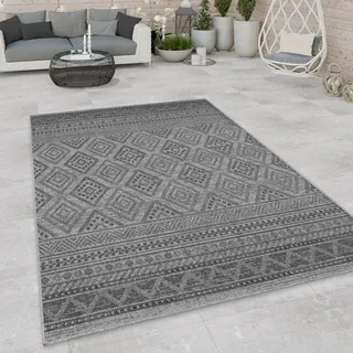Teppich PACO HOME "Vermont 184", grau (anthrazit), B:200cm H:4mm L:200cm, Polypropylen, Teppiche, Teppich, Flachgewebe, modernes Design mit Rauten, gesteift, Outdoor geeignet