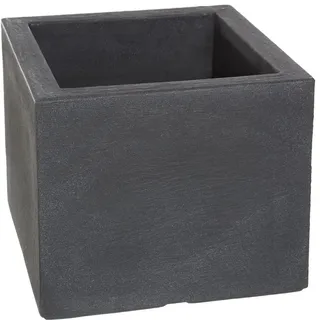 Dehner Blumenkübel Palermo | Übertopf, Pflanztopf, Blumentopf | Schieferoptik | Natursteinoptik | frostbeständig | modern | quadratisch | Kunststoff | anthrazit | ca. 40 x 40 x 33 cm