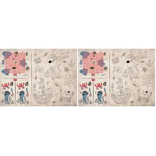 Folat 27477 Piraten Deko Kinder Geburtstag - Spiele Platzdeckchen - Pirate Party - 6 Stück - Piraten Partygeschirr für Piratenparty Mädchen Junge (Packung mit 2)