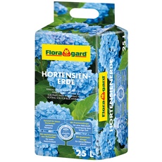 Floragard Hortensienerde blau 25 L - zum Pflanzen und Umtopfen - für Beet- und Kübelbepflanzung - für Blaue Hortensien - mit Tongranulat