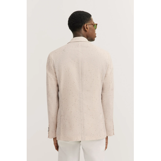 Sakko BUGATTI, Herren, Gr. 60, beige (30, beige), 81% Wolle, 13% Viskose, 6% Polyamid, gepunktet, normal, Manschette, Sakkos Sakko, aus Wolle