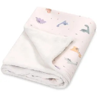 Julius Zöllner Winterdecke aus Baumwoll-Jersey und kuscheligem Teddy-Stoff | Gr. 70x100 cm | Made in Germany | OEKO-TEX® STANDARD 100 | Little Dinos