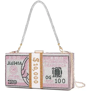 Covelin Dollar Clutch börse für Frauen Strass Abendhandtasche tasche, Pink (rose), Small