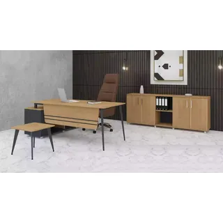 Arbeitszimmer Set Neu Couchtisch Modern Design Holz Eckschreibtisch 3 tlg - Braun