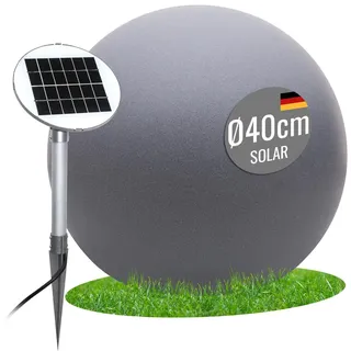 8 seasons design Solar Kugelleuchte 40 cm Shining Globe (grey) LED warmweiß, Dämmerungssensor – wetterfest – Solarlampe für außen (Garten, Terrasse, Balkon) – robust & langlebig