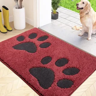 FCSDETAIL Schmutzfangmatte waschbar 60 x 90 cm, Fußmatte Innen, absorbierend Fussmatte, rutschfeste Sauberlaufmatte, wasserdicht Teppich für Hund, Eingang, nasse Pfoten