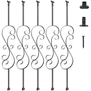 Vevor Geländerstab Torstab Zierstab Zaunstab Verzinkter Stahl 185 x 20 x 1118 mm Balusters Treppenstab Treppensprossen Mattschwarz Ideal für Treppen und Handläufe im Innenbereich