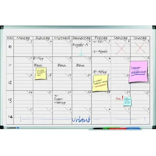 Legamaster 7-418000 Premium Universalplaner, UV-gehärtetes Whiteboard, Wochenübersicht mit 5 Zeilen, 90 x 60 cm