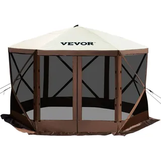 Vevor Pavillon-Zelt, 3,6 x 3,6 m, 6-seitiges Pop-up-Camping-Überdachungszelt mit Netzfenstern, tragbarer Tragetasche, Erdnägeln, großen Schattenzelten für Camping im Freien, Rasen und Hinterhof