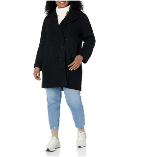 Desigual Abrig Cameron Damen Weste, schwarze Wollmischung, flauschig, zweireihig - Schwarz