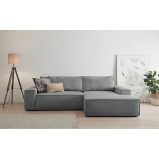 Home Affaire SHERWOOD Schlafsofa 267 cm, L-Form, Schlaffunktion mit Bettkasten (210x136 cm), Cord, Vintage, Samtvelours