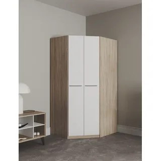 Priess Eckkleiderschrank PRIESS "Barcelona Kleiderschrank Ecklösung Raumwunder", weiß (struktureichefarben hell, weiß), B:95cm H:193cm T:95cm, Holzwerkstoff, Schränke, Eckkleiderschrank, in 2 Tiefen Schrank Eckschrank Garderobe