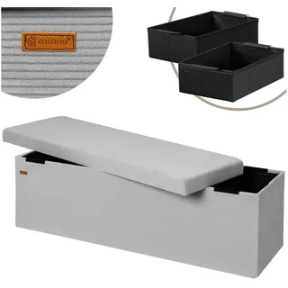 CASARIA Sitzbank Grau Cord 114x38x38cm MDF faltbar