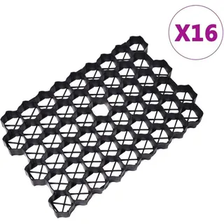 vidaXL Rasenwaben 16 Stk. Schwarz 60x40x3 cm Kunststoff