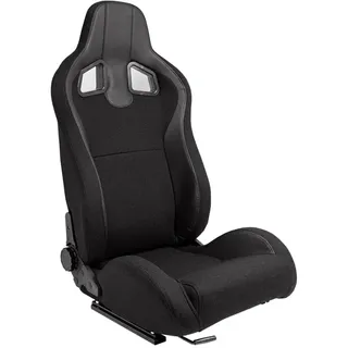 AUTO-STYLE Sportsitze 'MR' - Schwarz Kunstleder + Schwarz Pine Textil - Doppelseitig Verstellbare Rückenlehne - inkl. Laufschienen