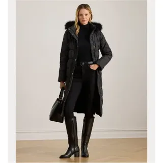 Lauren Ralph Lauren für Damen. 297P04097001 Schwarzer Faux-Mantel (XS), Lässig, Recyceltes Polyester, Nachhaltig
