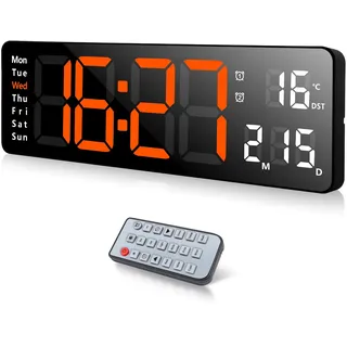 Fuloon Digitale Wanduhr 33,02 cm 13 Zoll orange/schwarz