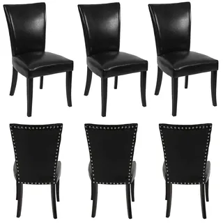 Mendler Esszimmerstuhl Chesterfield Kunstleder schwarz 6er Set