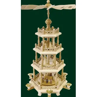 Erzgebirgische Volkskunst Richard Glässer GmbH Richard Glässer Seiffen Schneemänner, 3-stöckig, Kirchdorf mit Barockzaun 57cm Erzgebirge