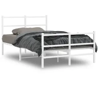 vidaXL Bettgestell mit Kopf- und Fußteil Metall Weiß 120x200 cm - Weiß